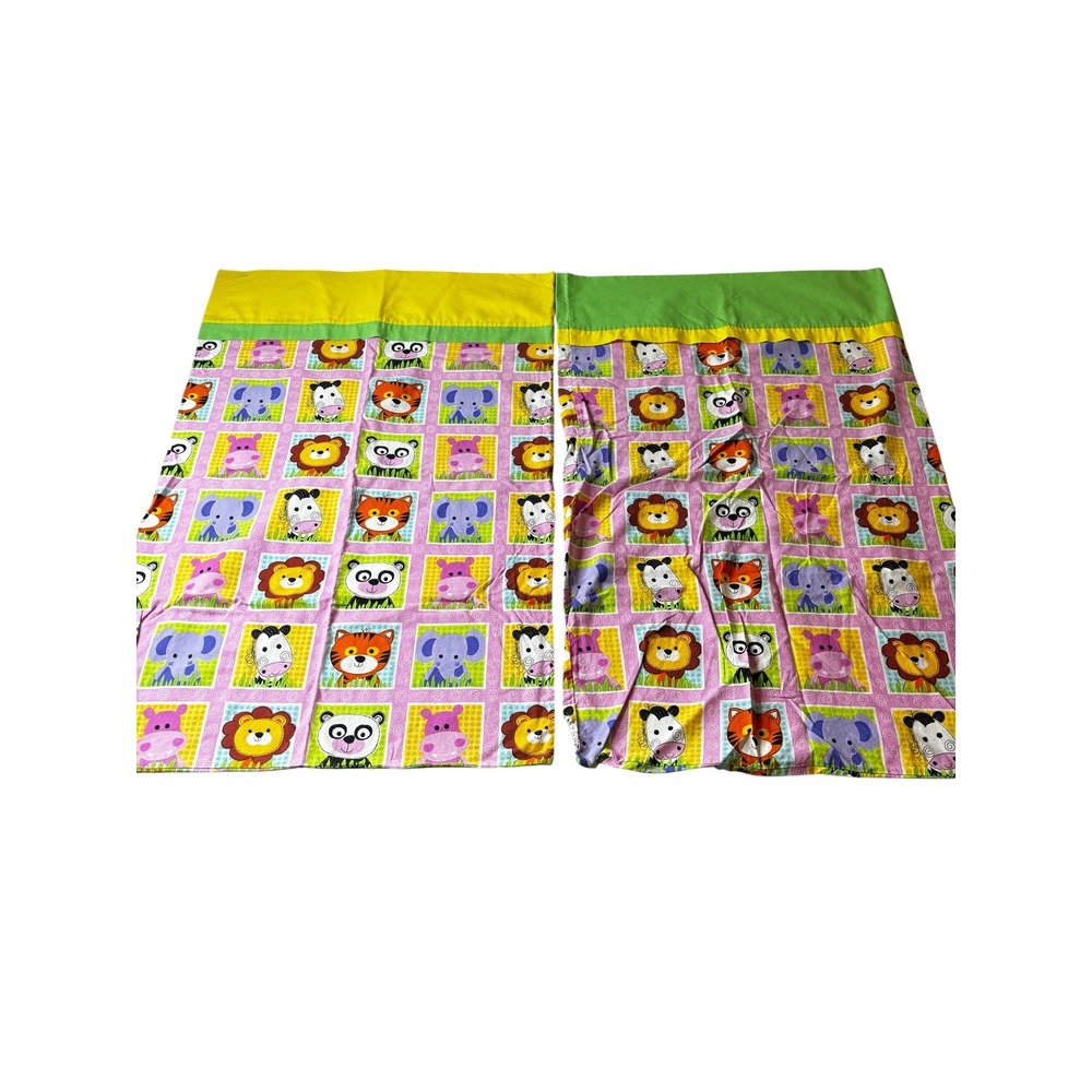 Kids Pillow Case Safari Zoo Animal Curtains Kid Nursery Lion Panda Tiger Purple